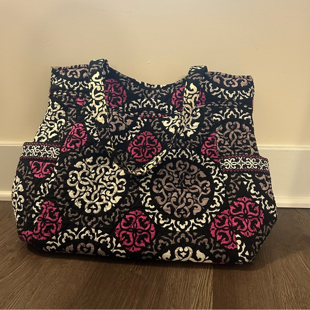 Vera Bradley black, gray, and pink paisley weekend bag